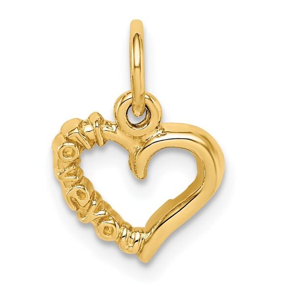 14k Yellow Gold I Love You Heart Charm or Pendant 10mm